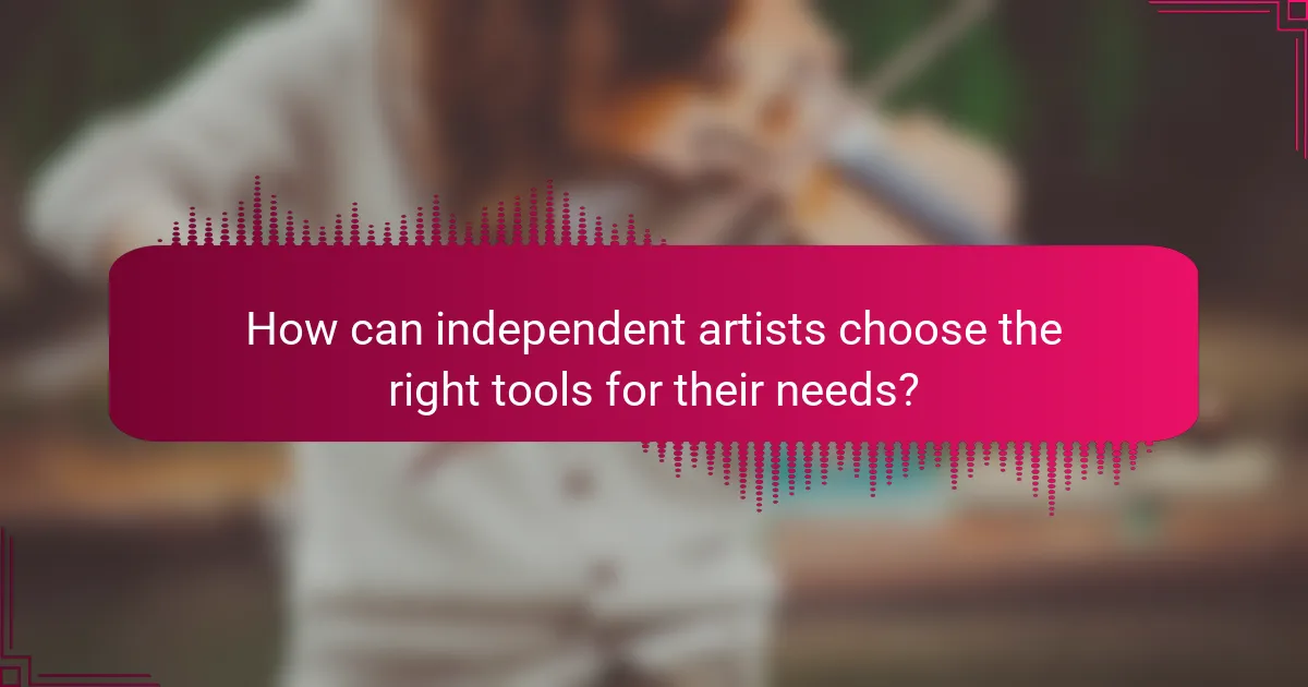 How can independent artists choose the right tools for their needs?
