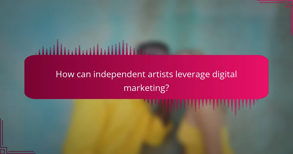 How can independent artists leverage digital marketing?