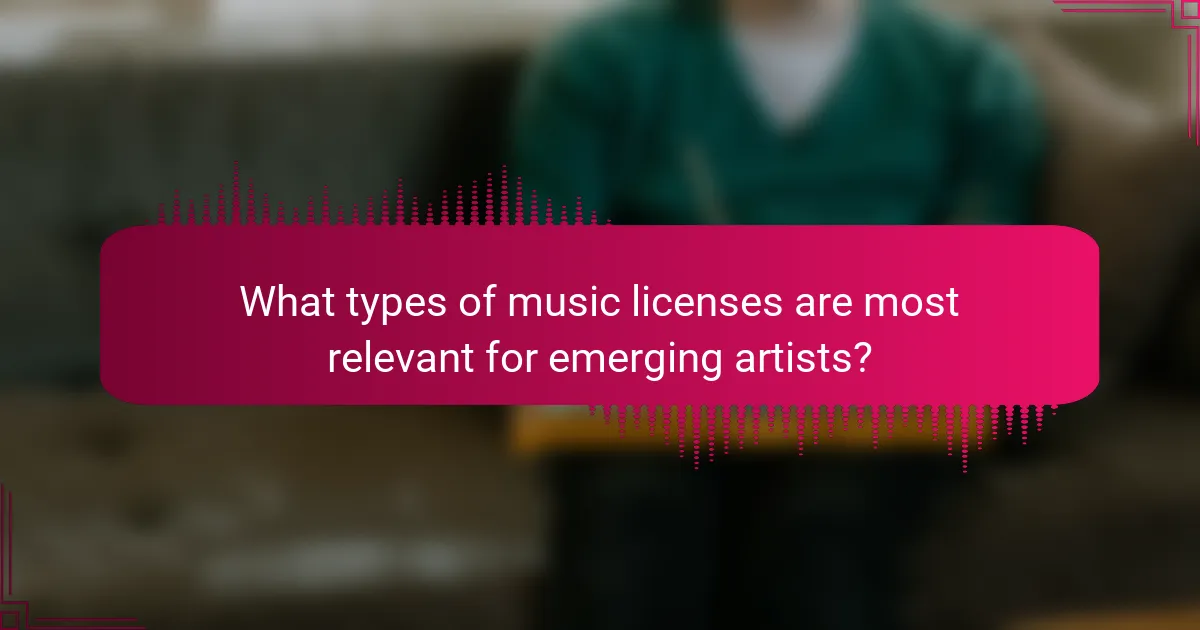 What types of music licenses are most relevant for emerging artists?